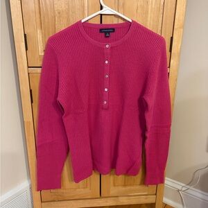 Lands' End Raspberry Waffle Knit Henley Top